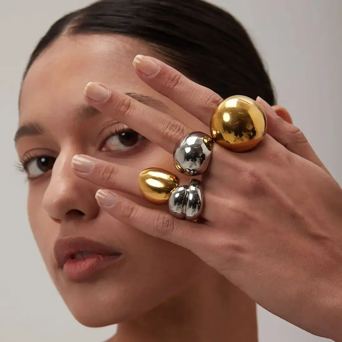Chunky Unique 18K Gold Plated Rings