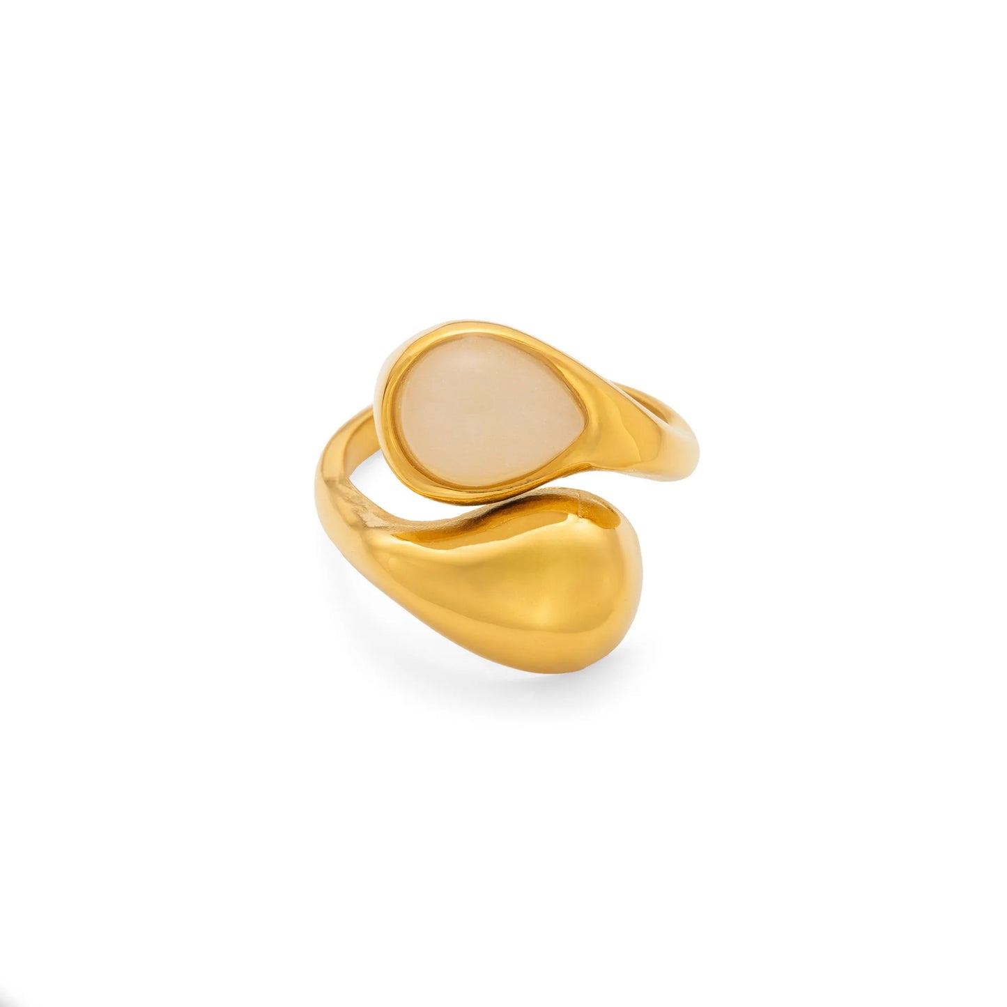 Double Water Drop Natural Stone 18K Gold Plated Rings