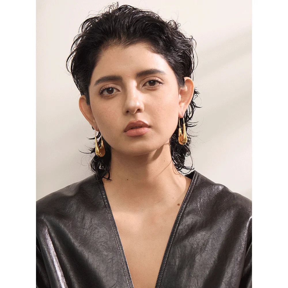 18K Gold Plated Geometric Statement Hoop Earrings