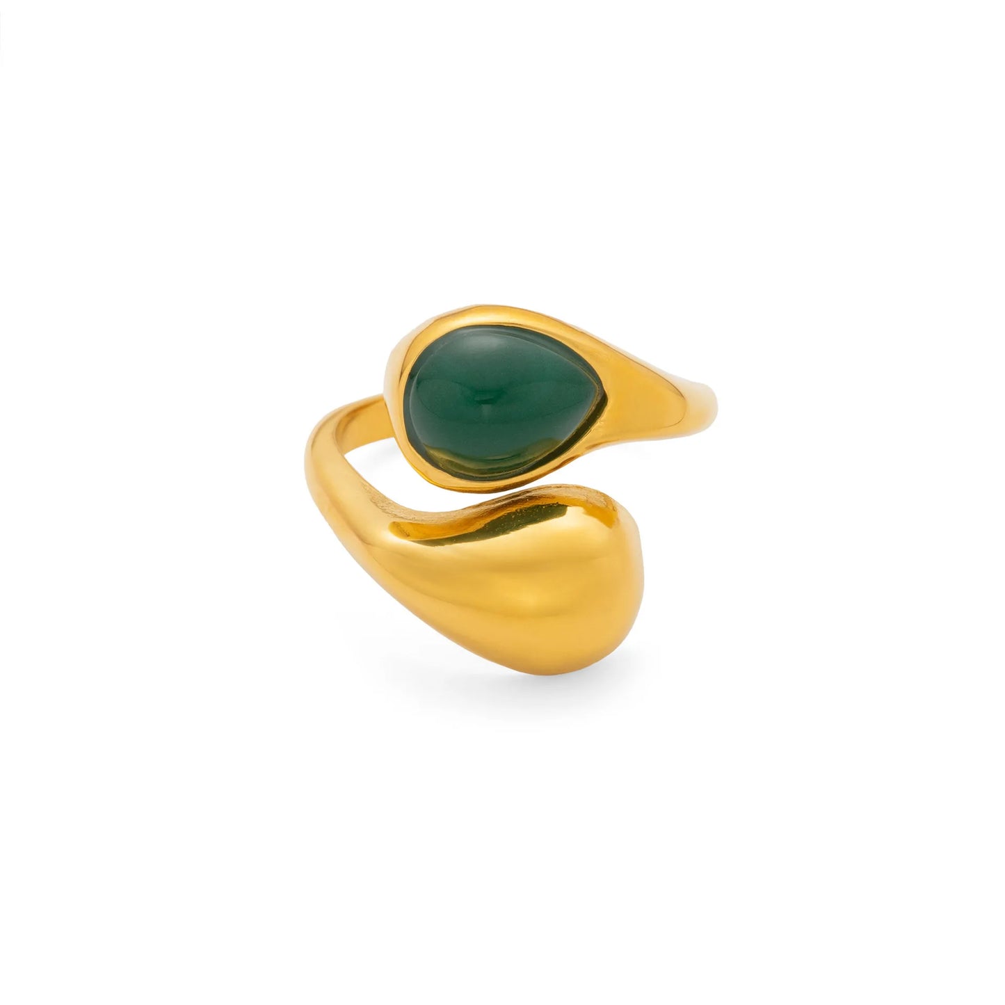 Double Water Drop Natural Stone 18K Gold Plated Rings