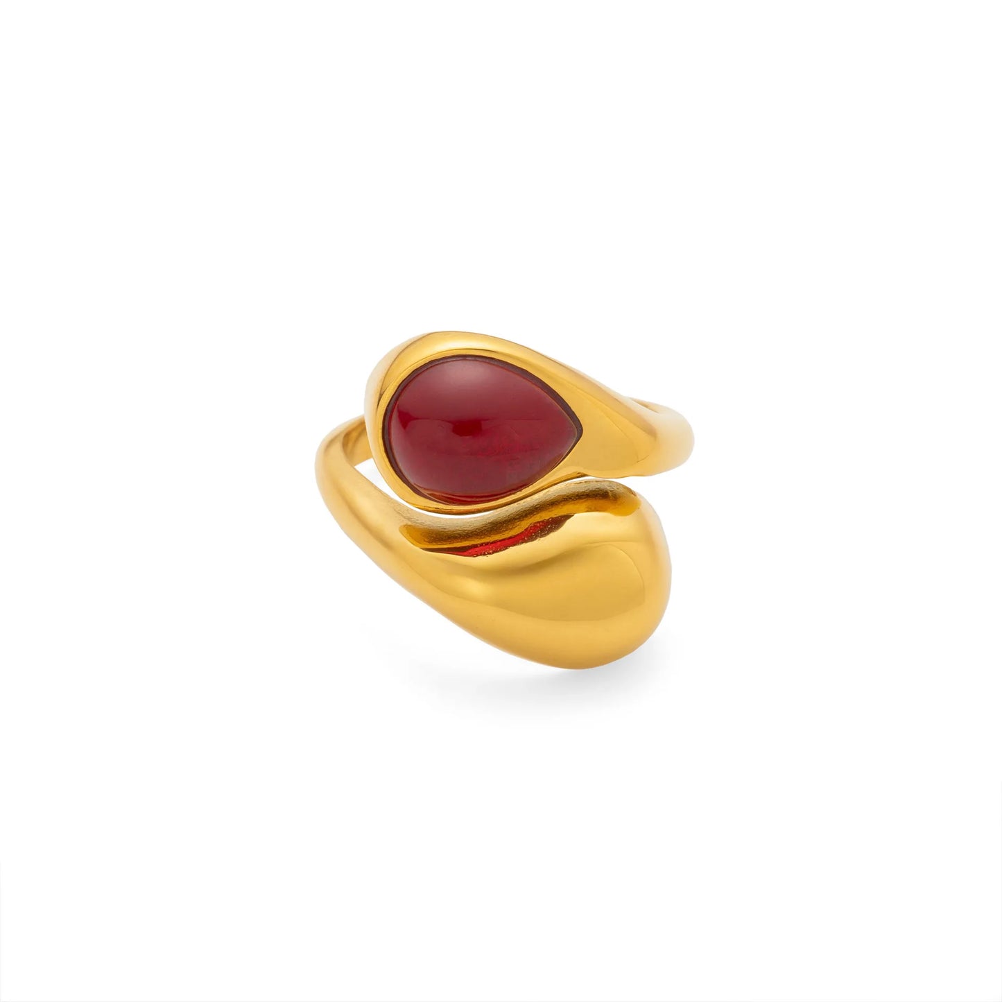 Double Water Drop Natural Stone 18K Gold Plated Rings