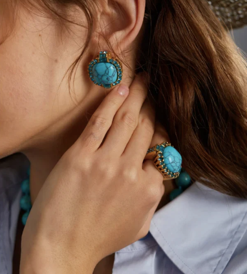 Art Deco Turquoise Stone Earrings