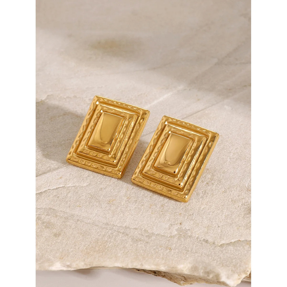 Rectangular Three Layer Earrings
