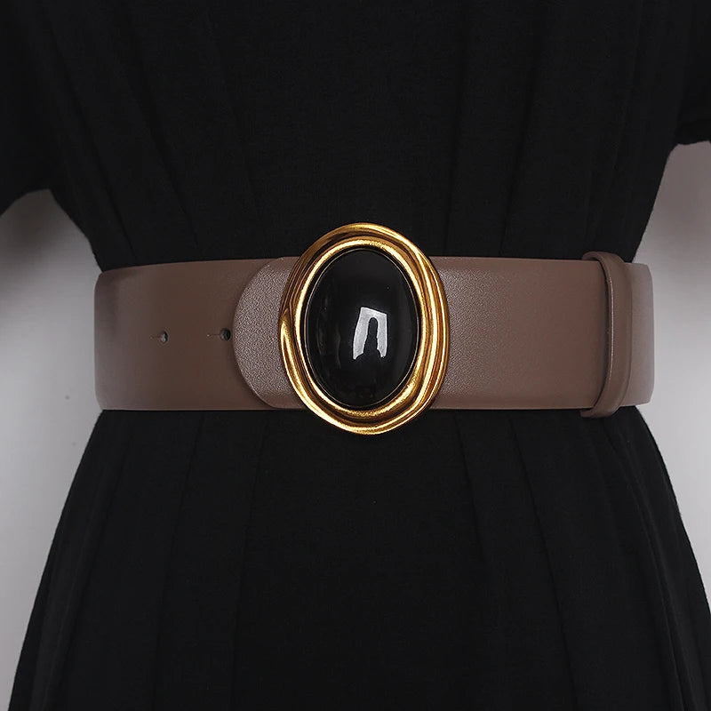 Statement Round Art Decor Buckle Double Side Belt