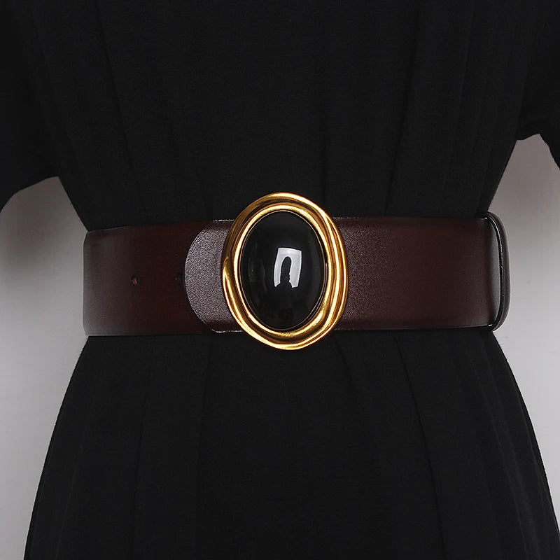 Statement Round Art Decor Buckle Double Side Belt