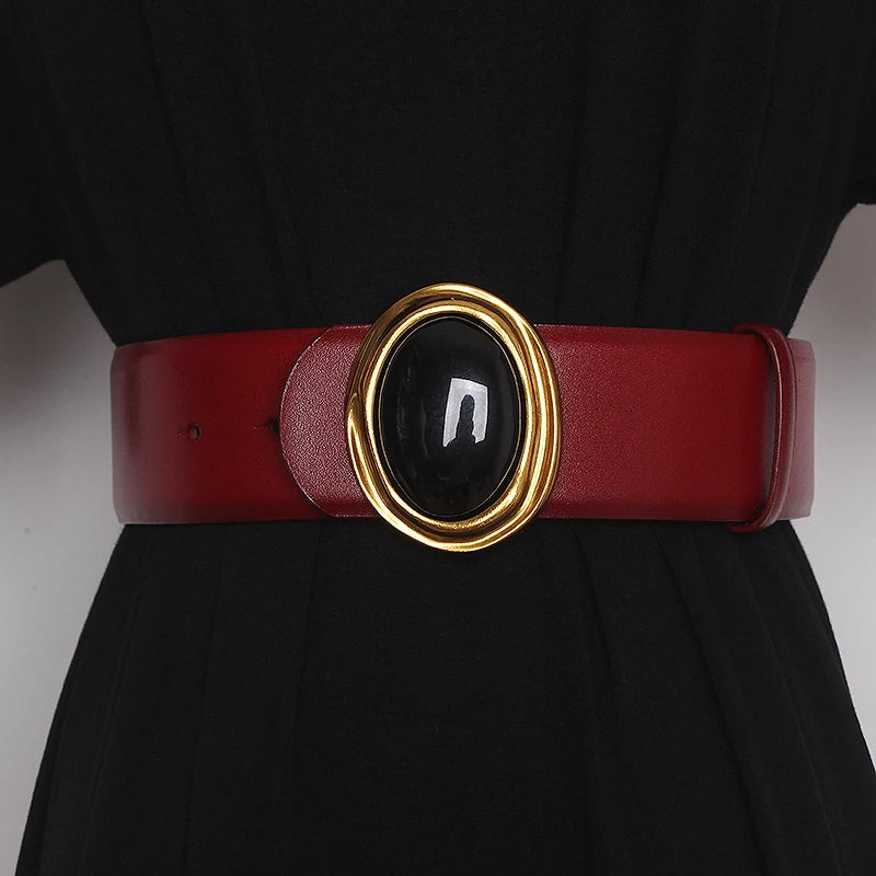 Statement Round Art Decor Buckle Double Side Belt