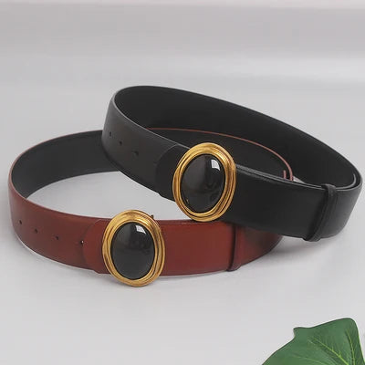 Statement Round Art Decor Buckle Double Side Belt
