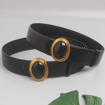 Statement Round Art Decor Buckle Double Side Belt