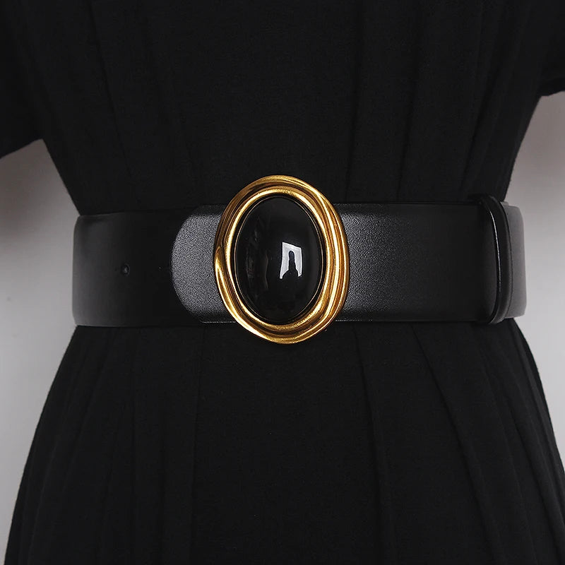 Statement Round Art Decor Buckle Double Side Belt