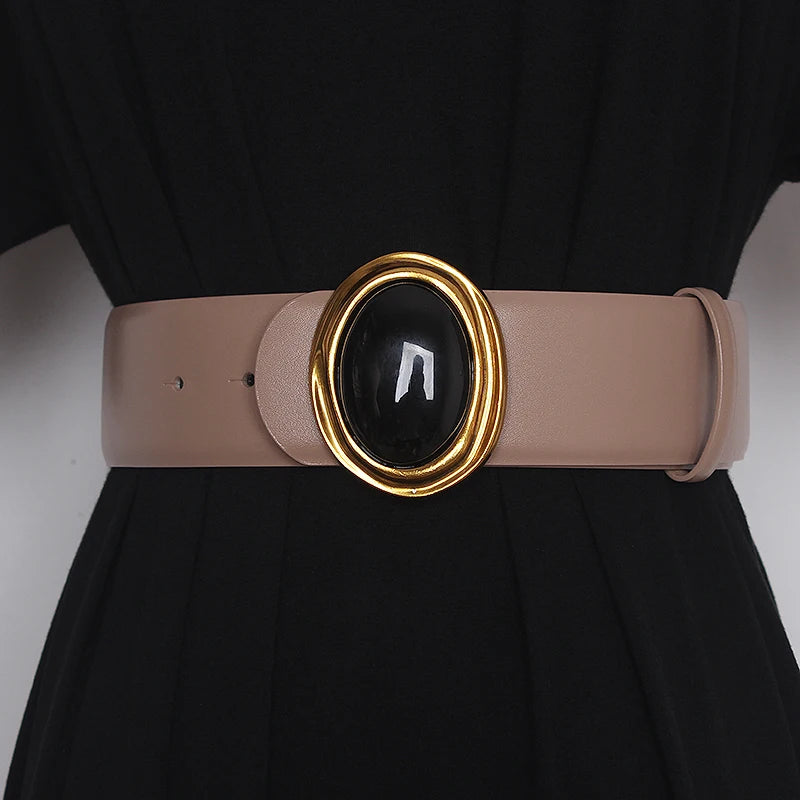 Statement Round Art Decor Buckle Double Side Belt