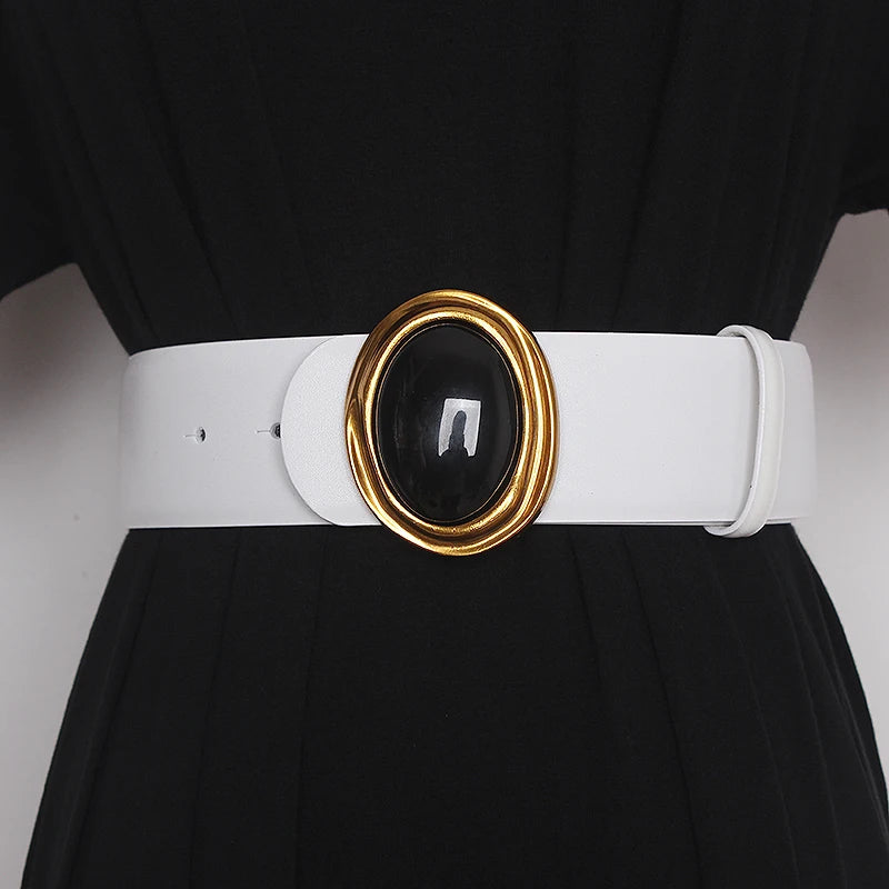 Statement Round Art Decor Buckle Double Side Belt