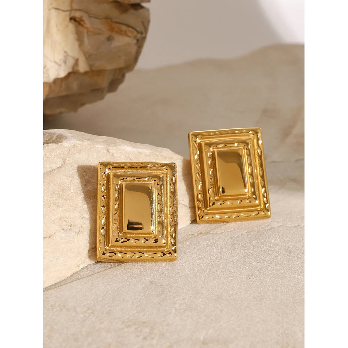 Rectangular Three Layer Earrings