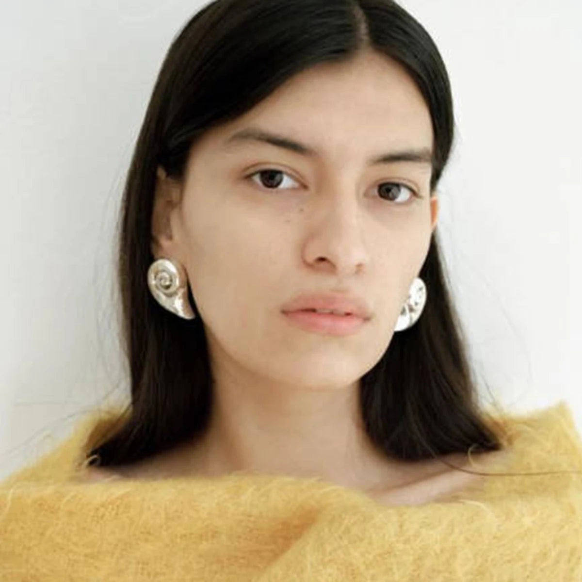 18K Gold Plated Stainless Steel Conch Spiral Shape Earrings