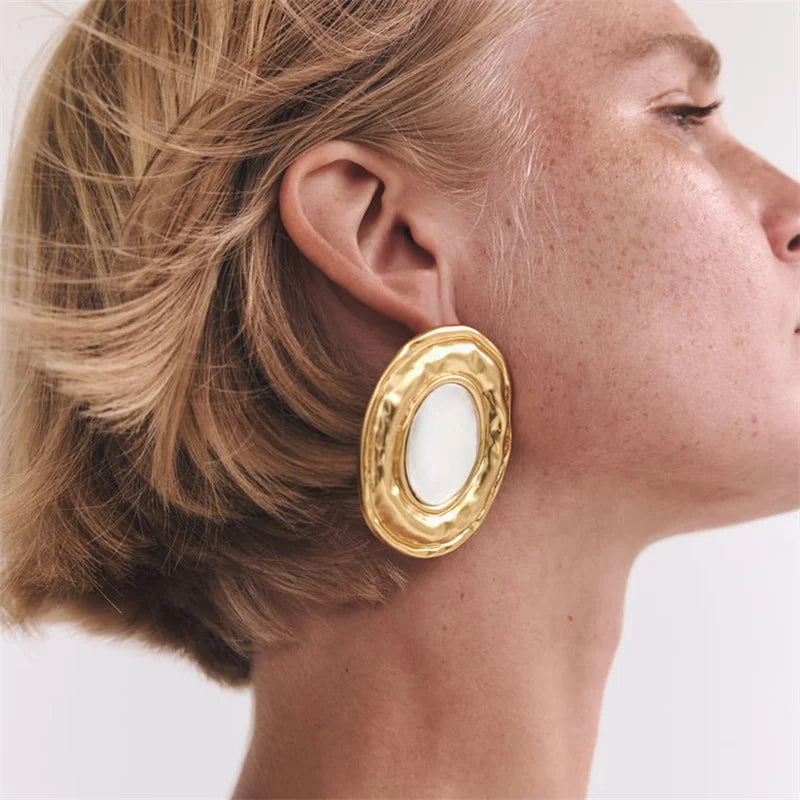 Contrast Round Large Earrings