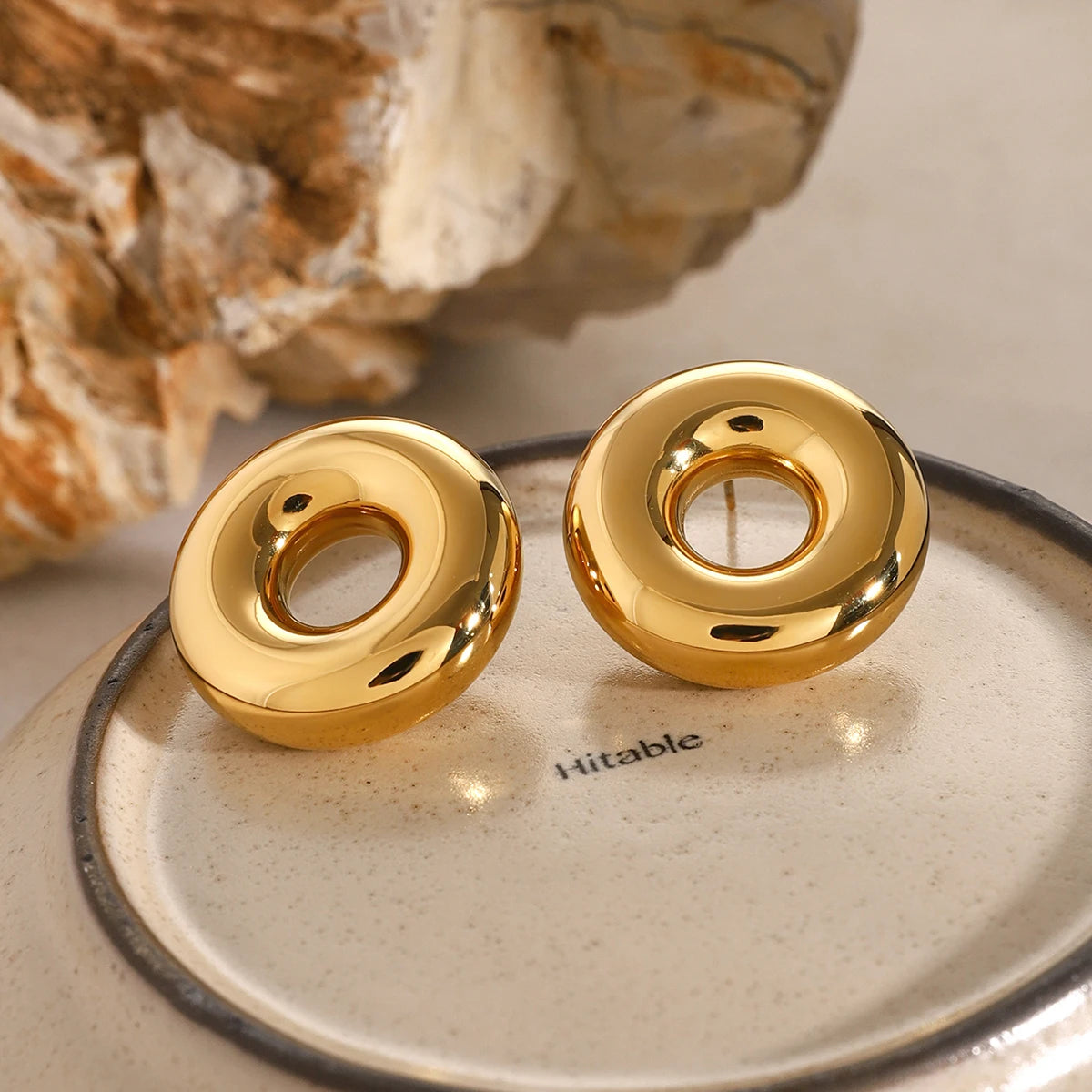 18K Gold Plated Donut Earrings