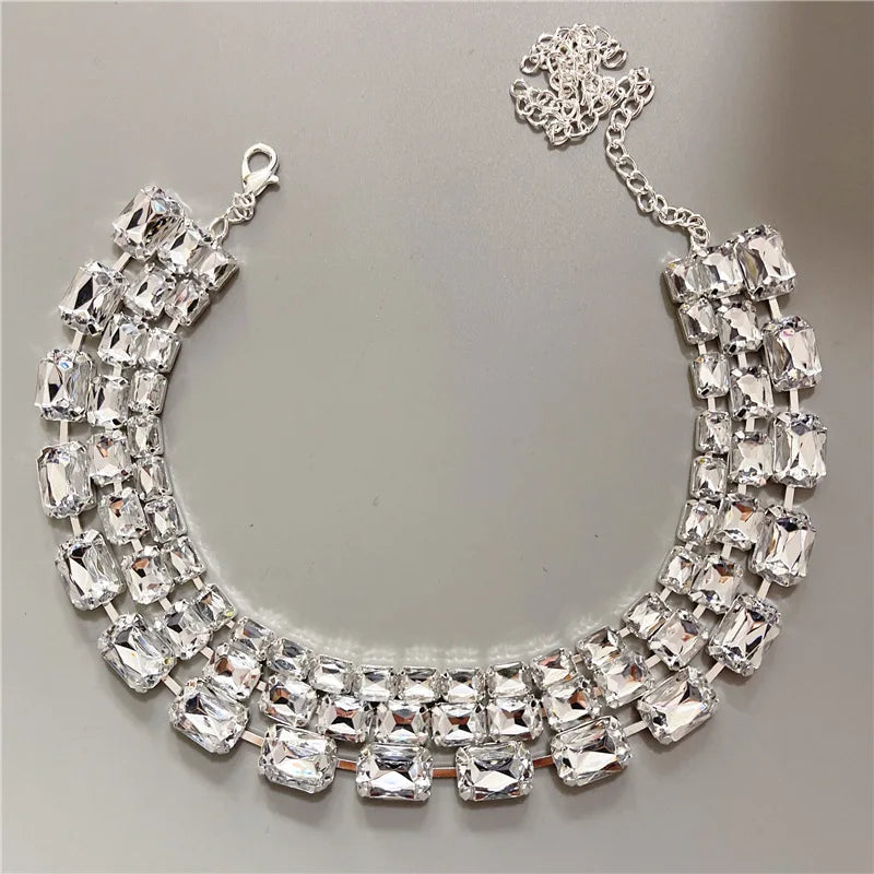 Triple Rhinestone Choker Necklace
