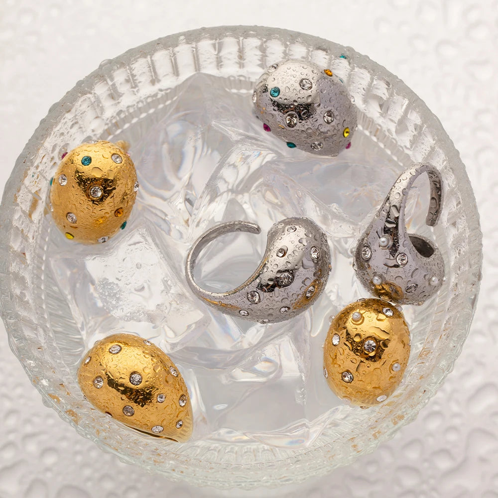 18K Gold Plated Chunky Studded Ring