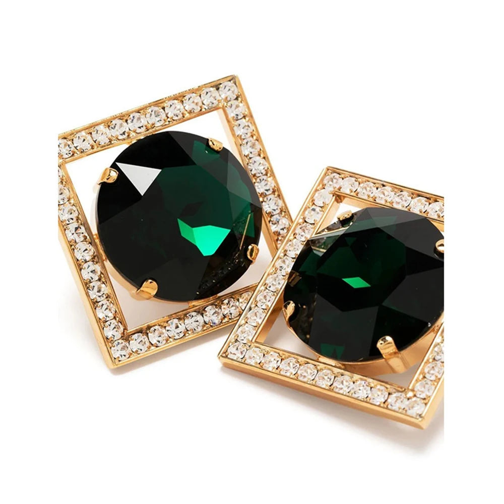 Square Circle Stud Earrings