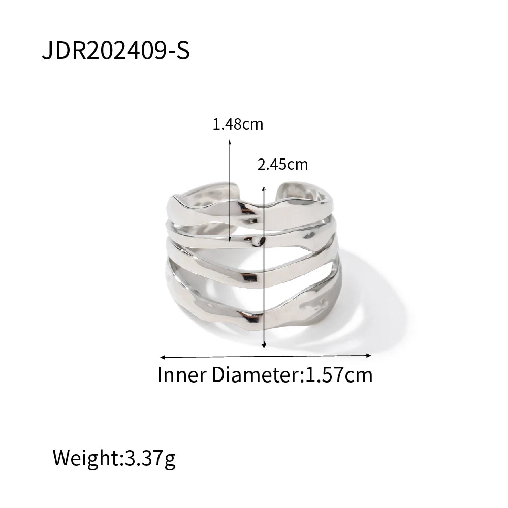 Irregular Adjustable Stackable Stainless Steel Rings