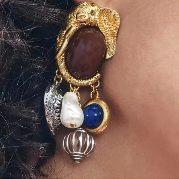 Baroque Charm Pendant Drop Earrings