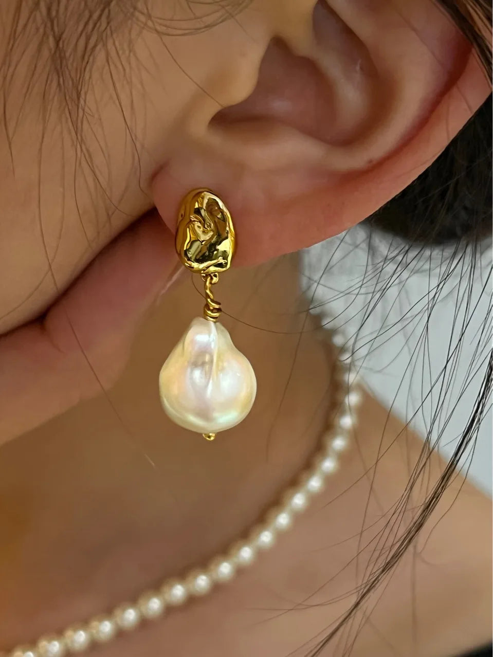 Baroque Pearl Pendant Earrings