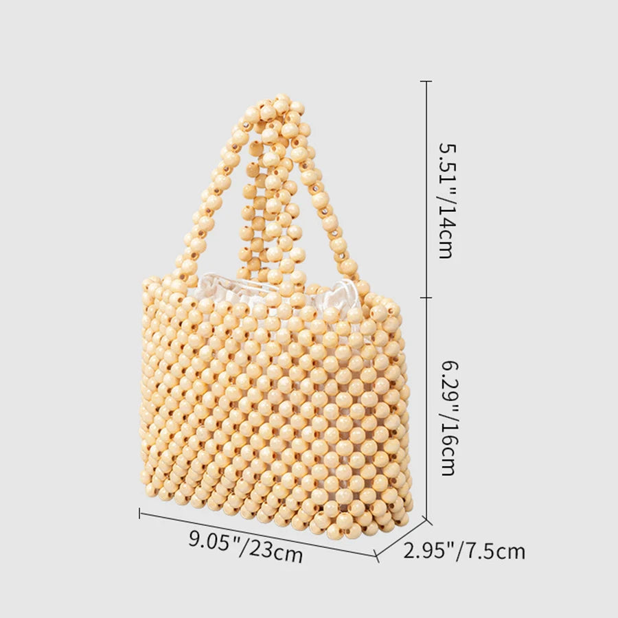 Top Handle Wooden Beaded Bags