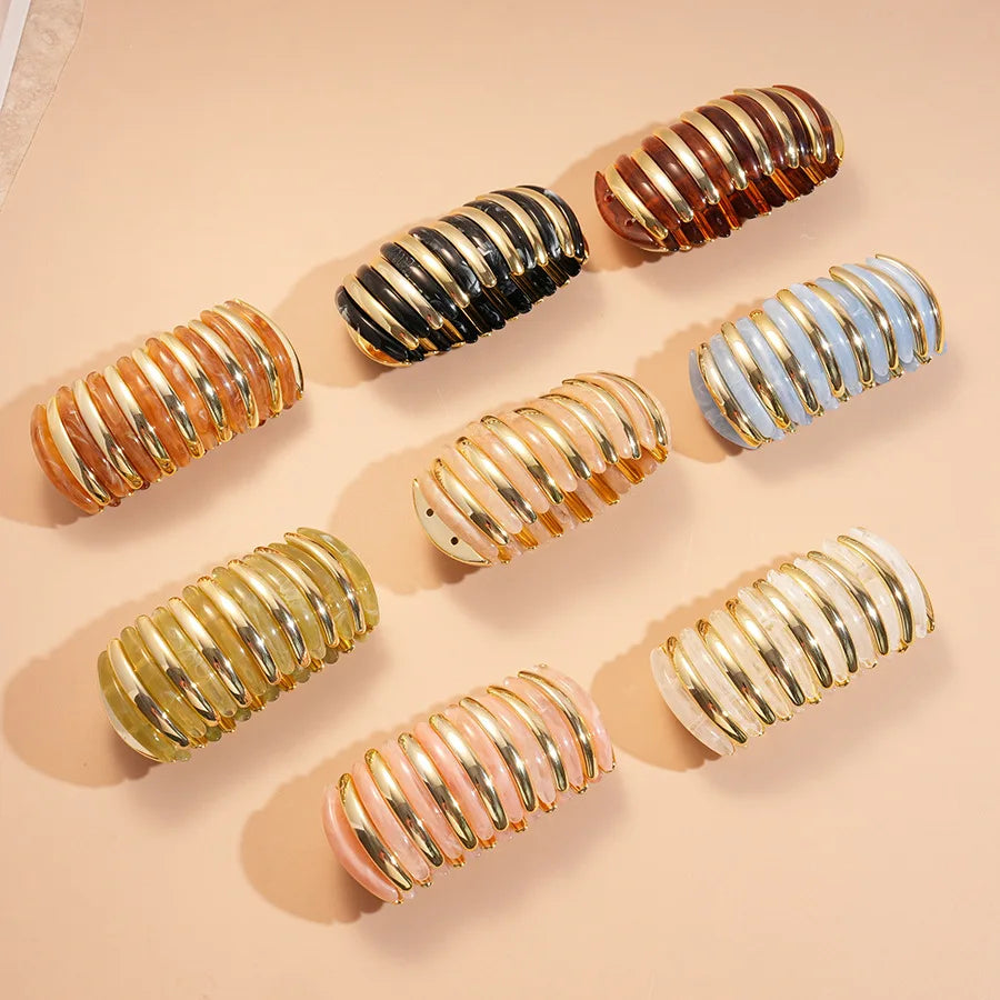 Statement Resin Beaded Elastic Wide Bangles