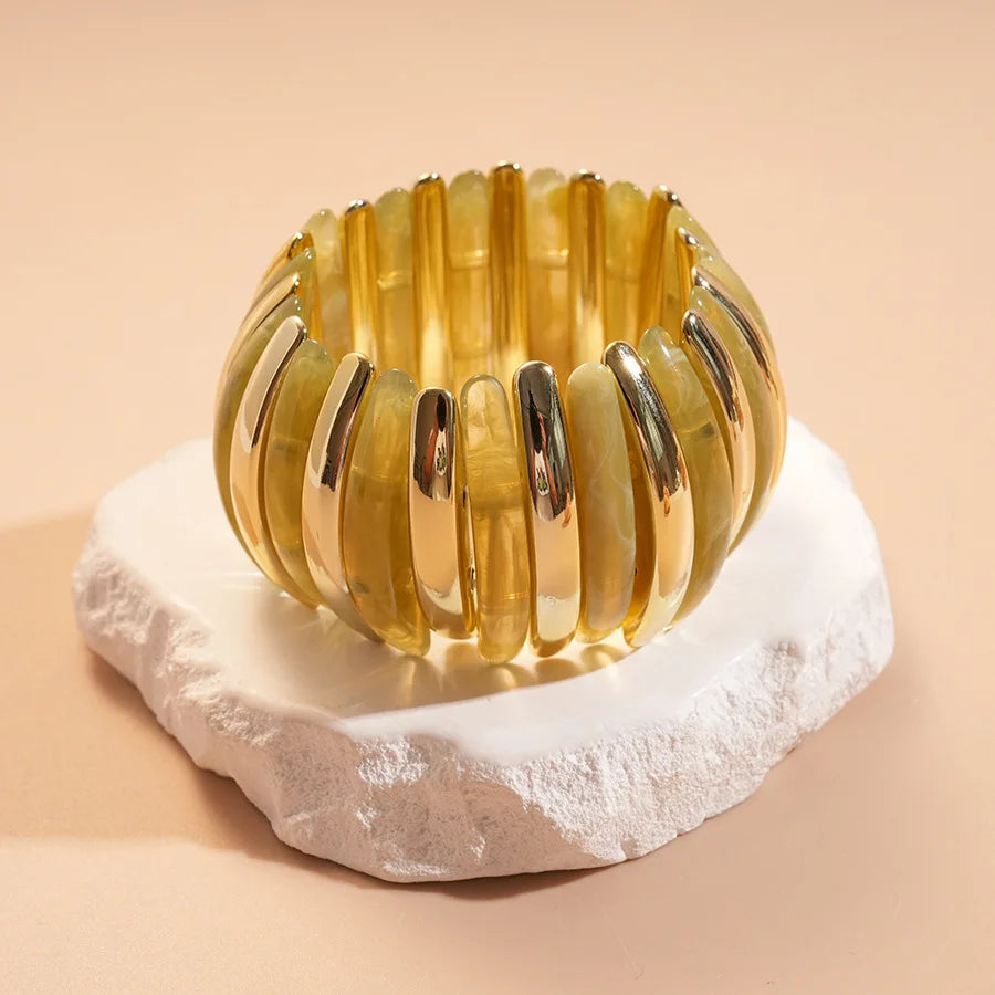 Statement Resin Beaded Elastic Wide Bangles
