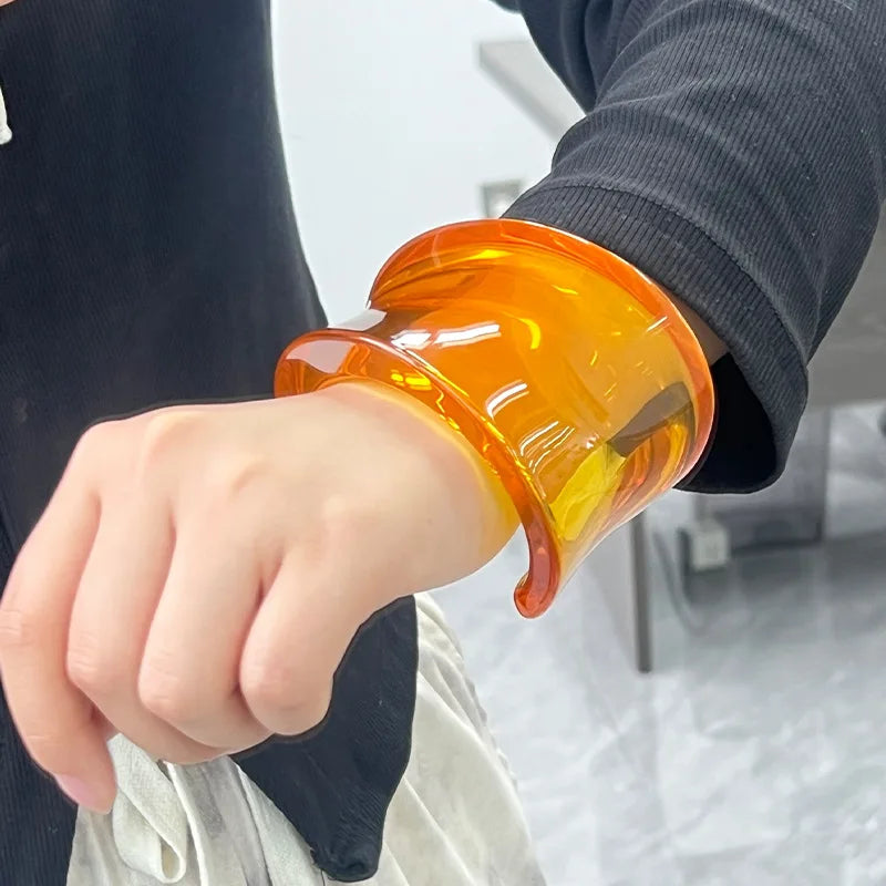 Chunky Acrylic & Resin Open Bangles Bracelets