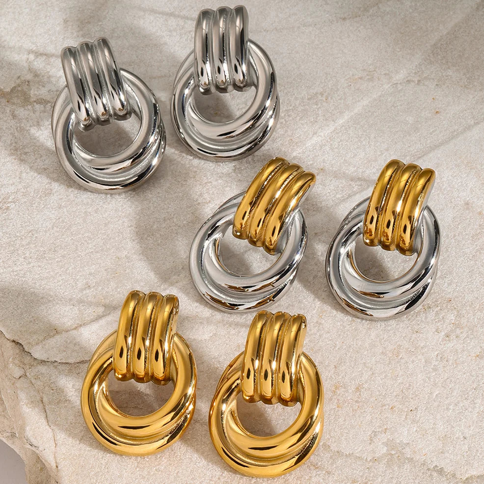 Minimalistic Stainless Steel Ring Stud Earrings Waterproof