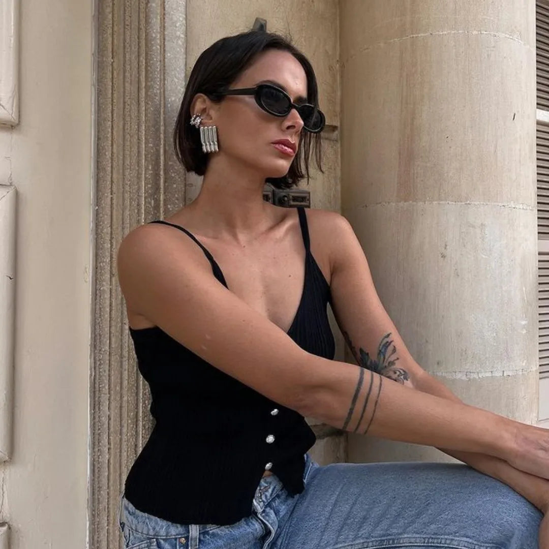 Chunky Geometric Rectangular Ribbed Earrings