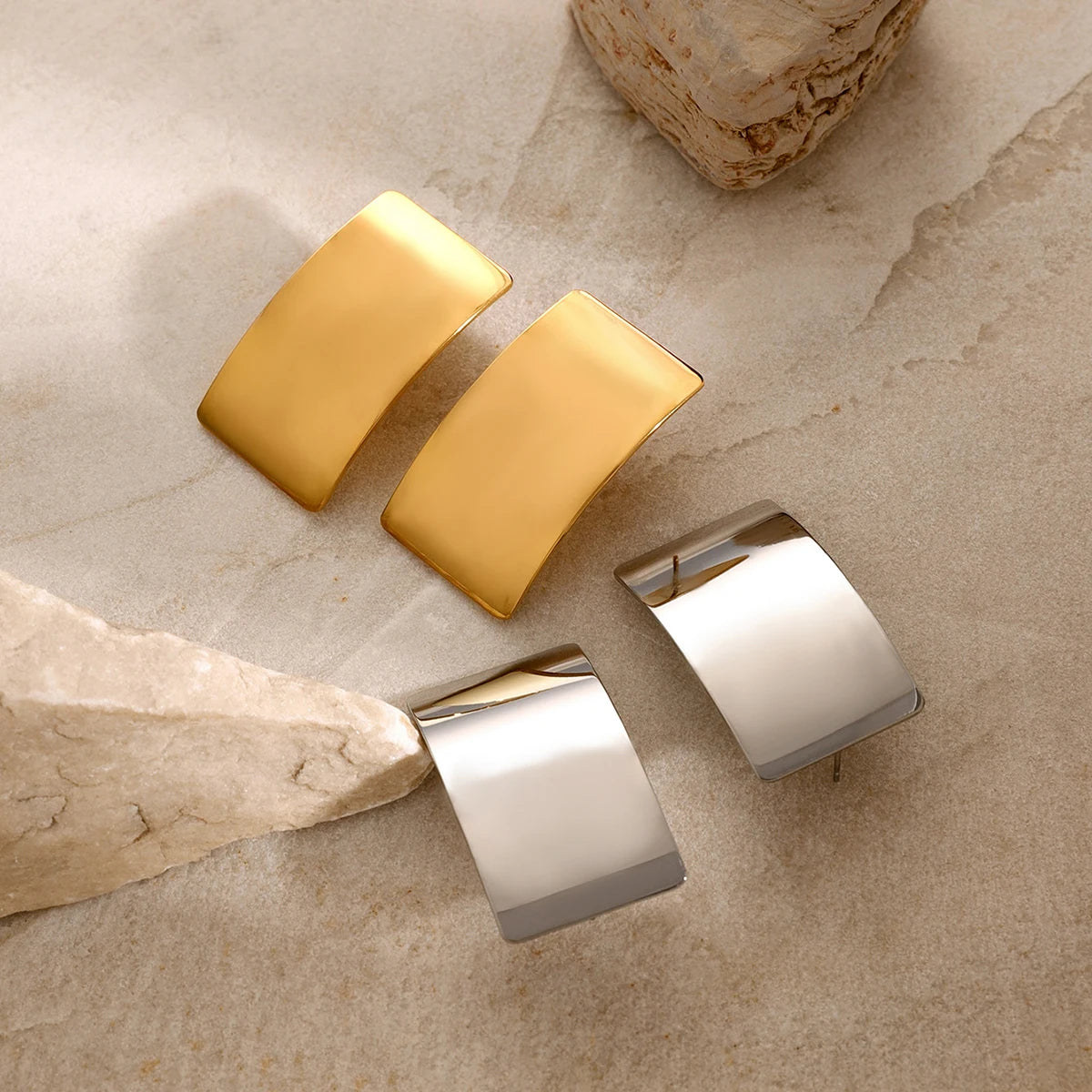Silver Plated Rectangular Earrings