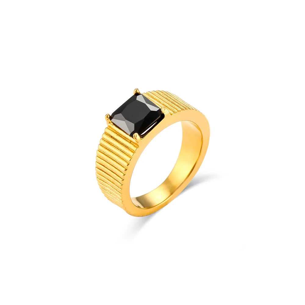 18K Gold Plated Crystal Striped Rings
