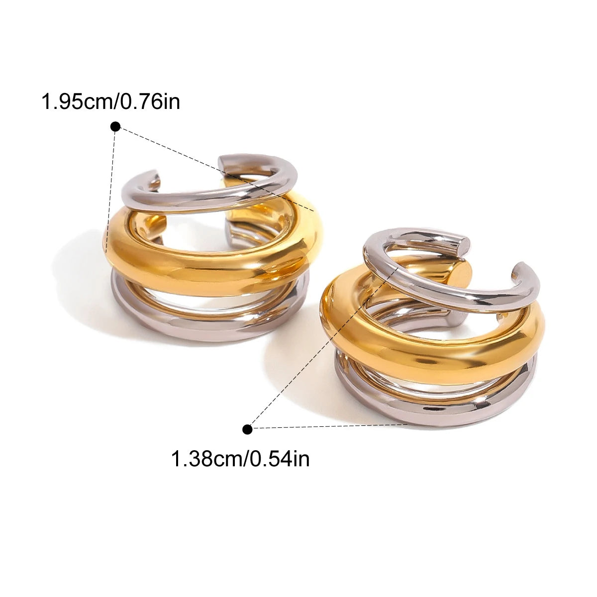 18K Gold Plated Contrast Ear Cuffs