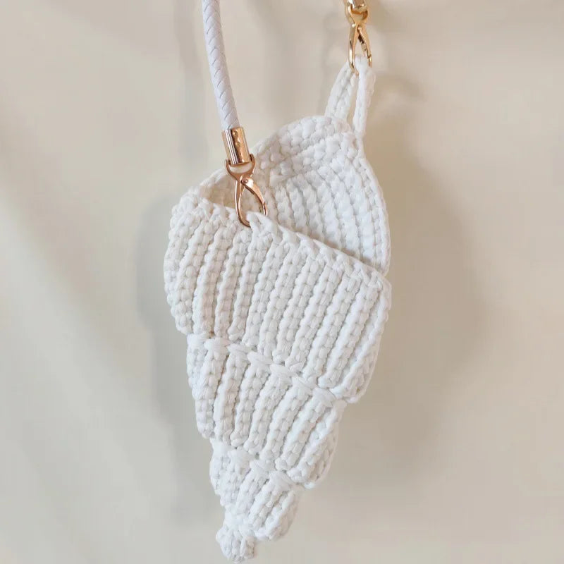 Conch Shell Knit Crochet Crossbody Shoulder Bag