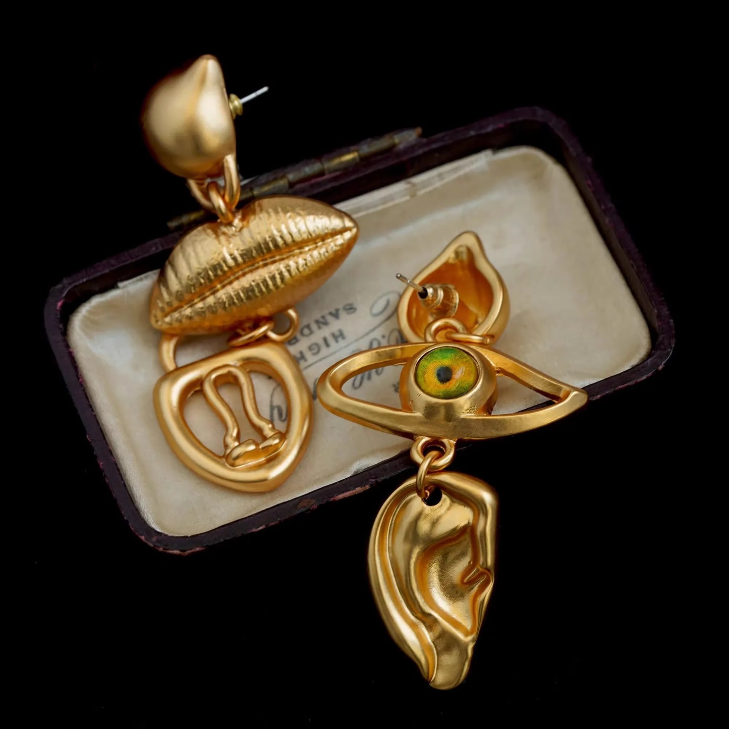 Eye Ear Mouth Asymmetric Vintage Earrings