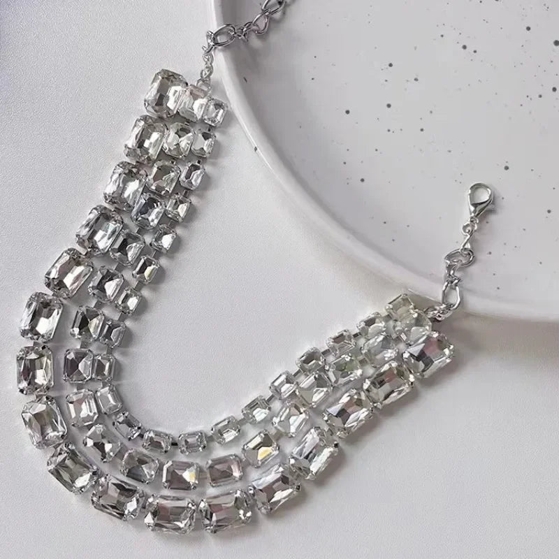 Triple Rhinestone Choker Necklace