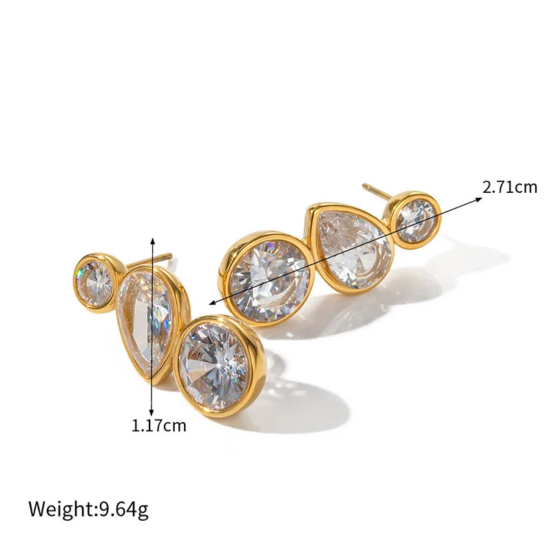 Round Water drop Zircon Stone Earrings