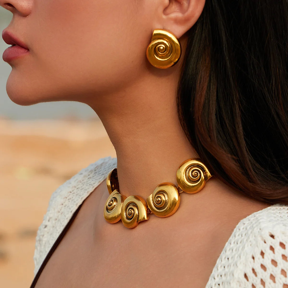 Conch Shell Shaped Earrings Necklace