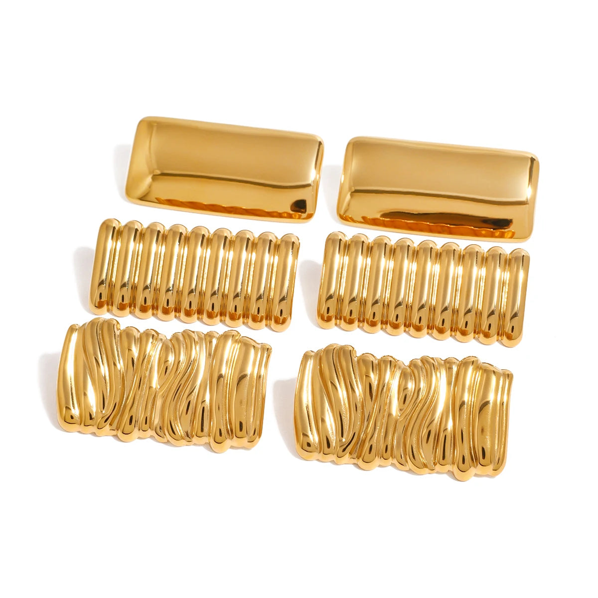 Wave Texture Square Earrings