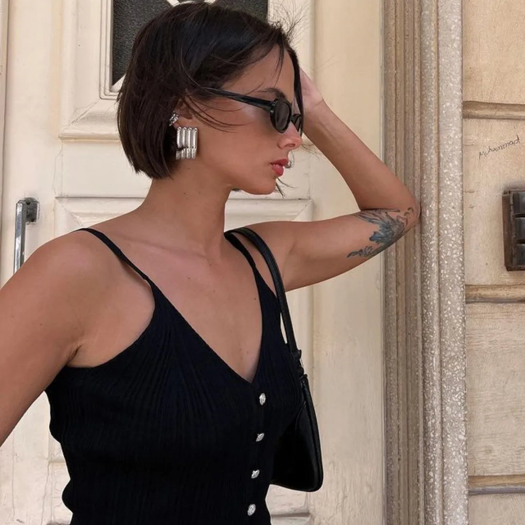 Chunky Geometric Rectangular Ribbed Earrings