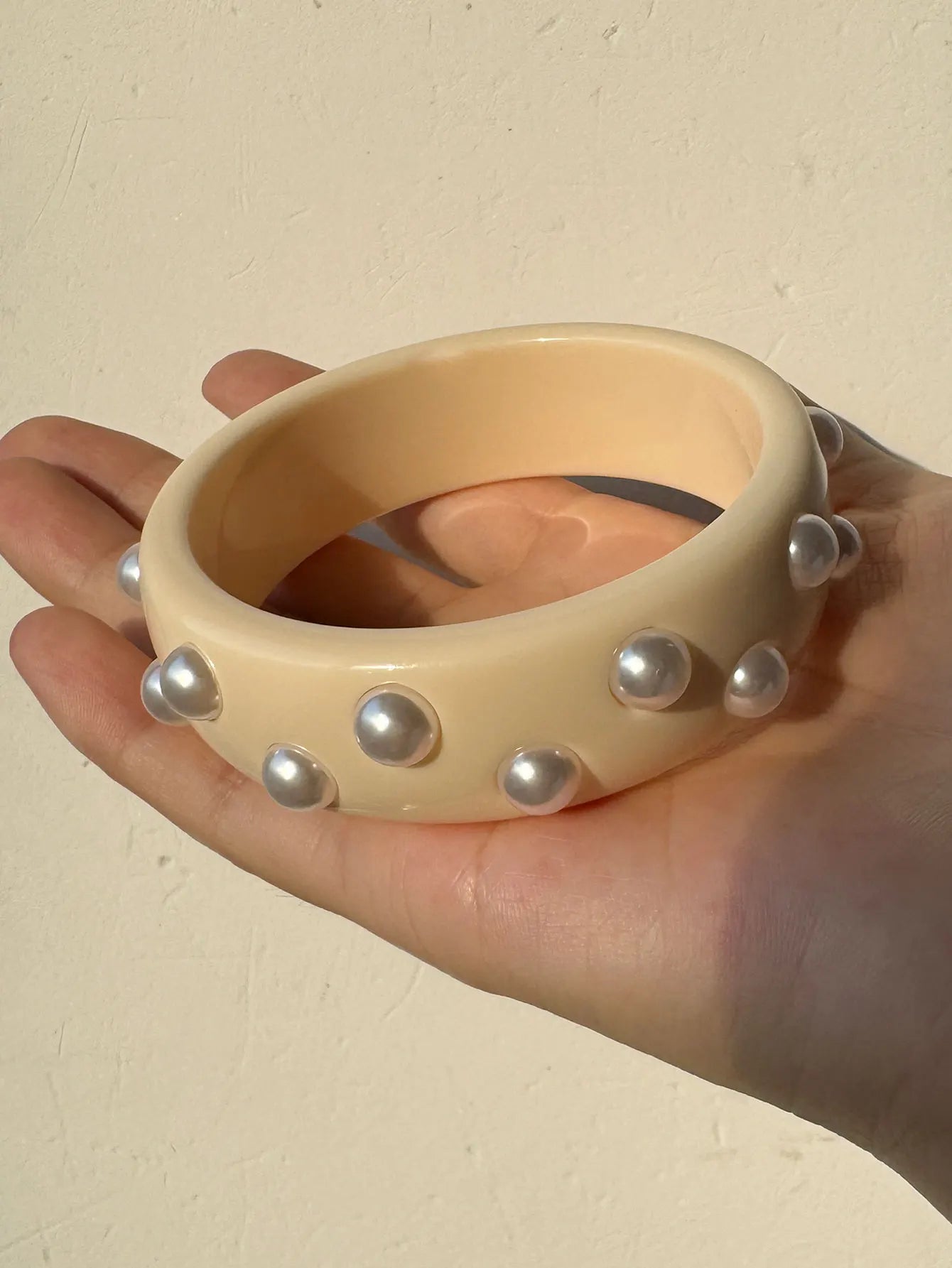 Chunky Exaggerated Irregular Square Round Yellow White Texture Silver Plated Resin Bracelets