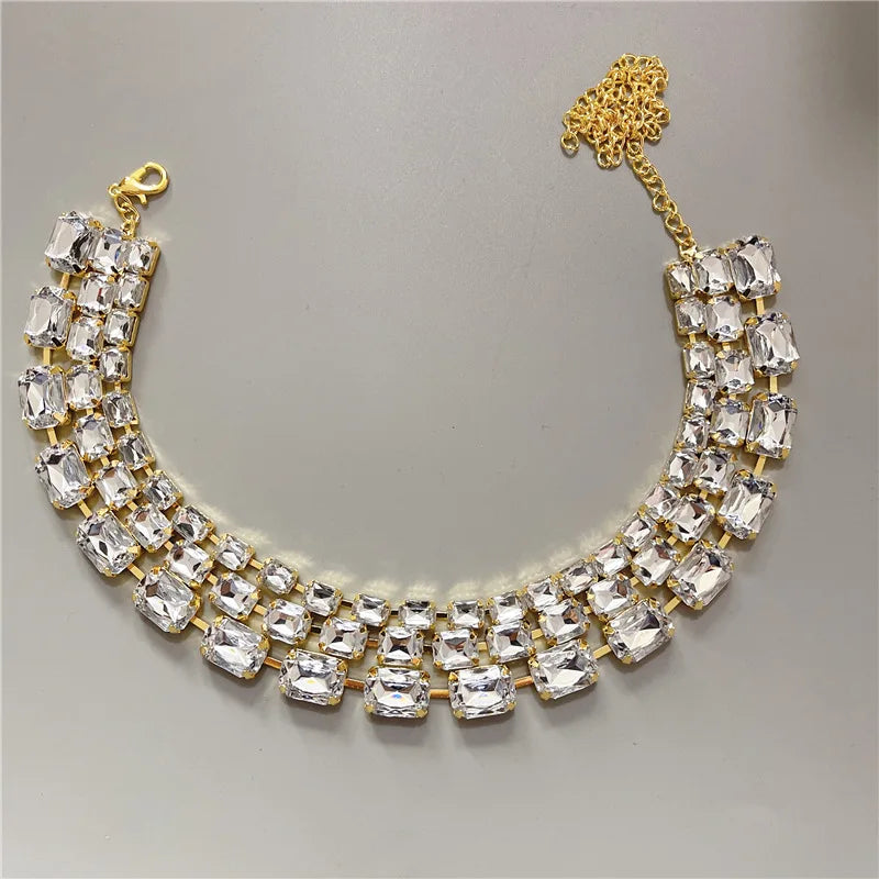 Triple Rhinestone Choker Necklace