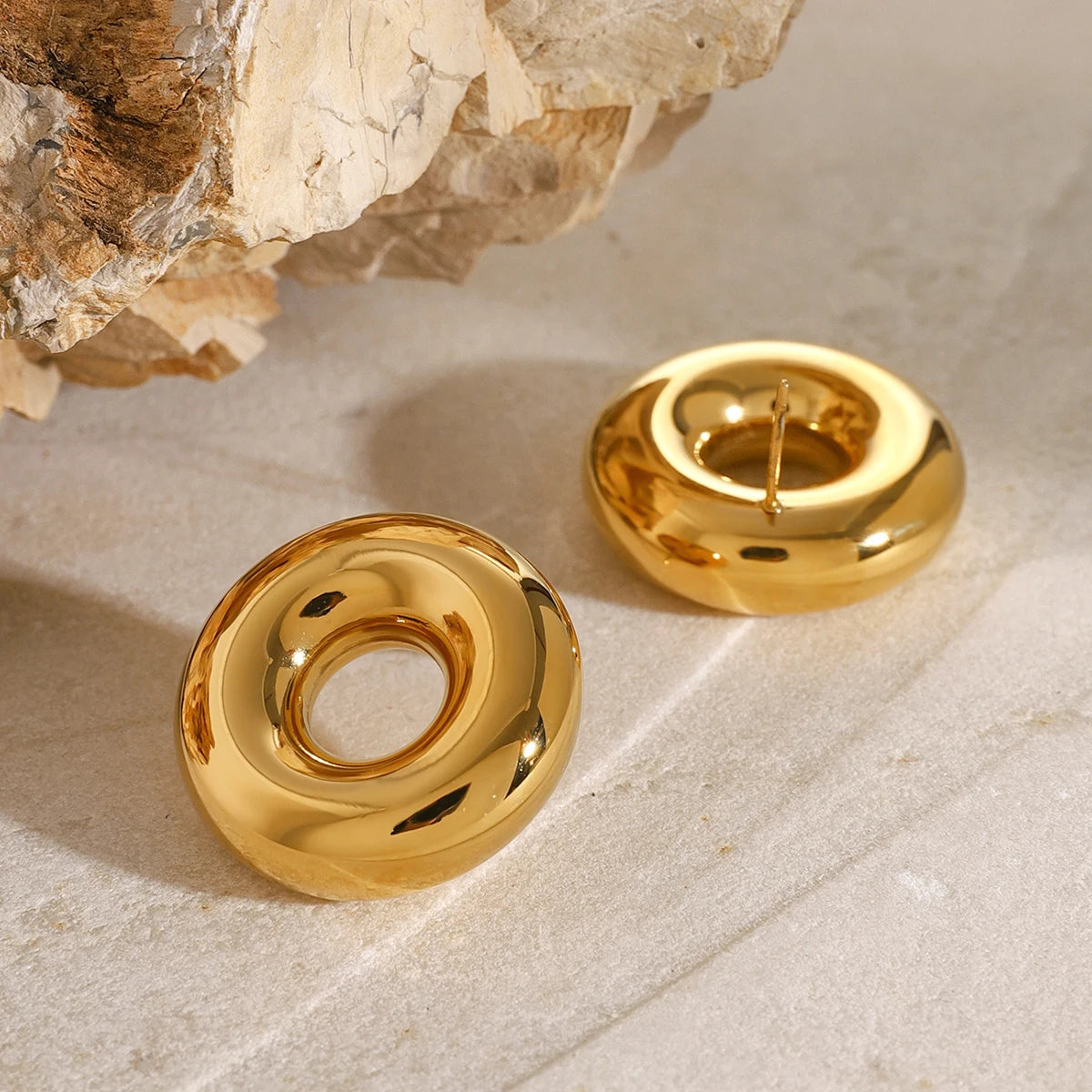 18K Gold Plated Donut Earrings