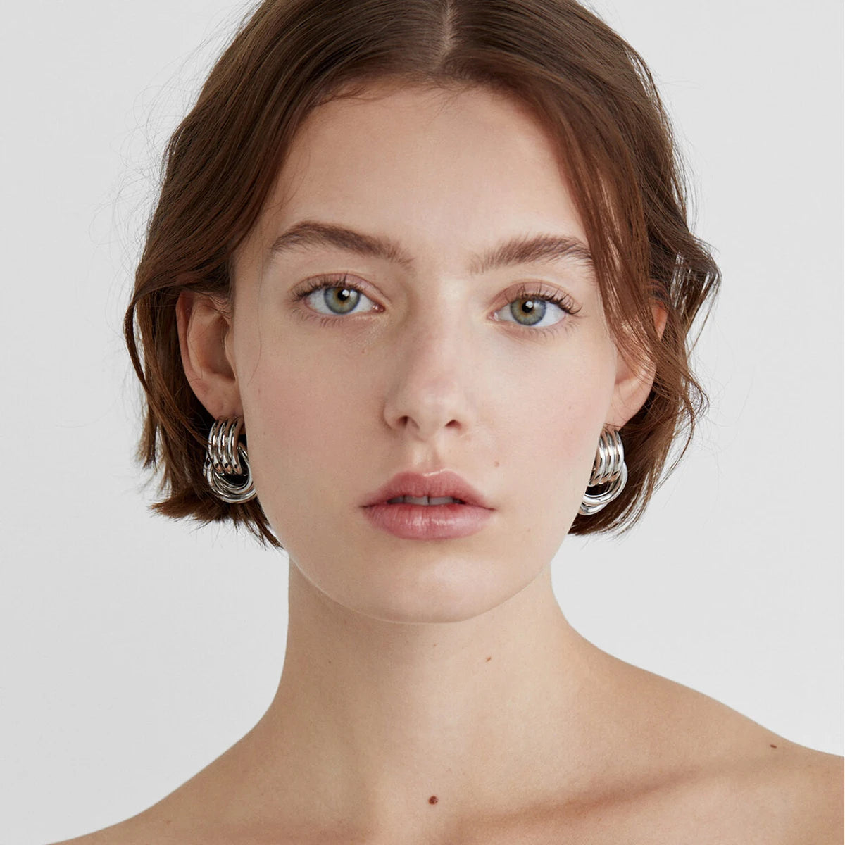 Minimalistic Stainless Steel Ring Stud Earrings Waterproof