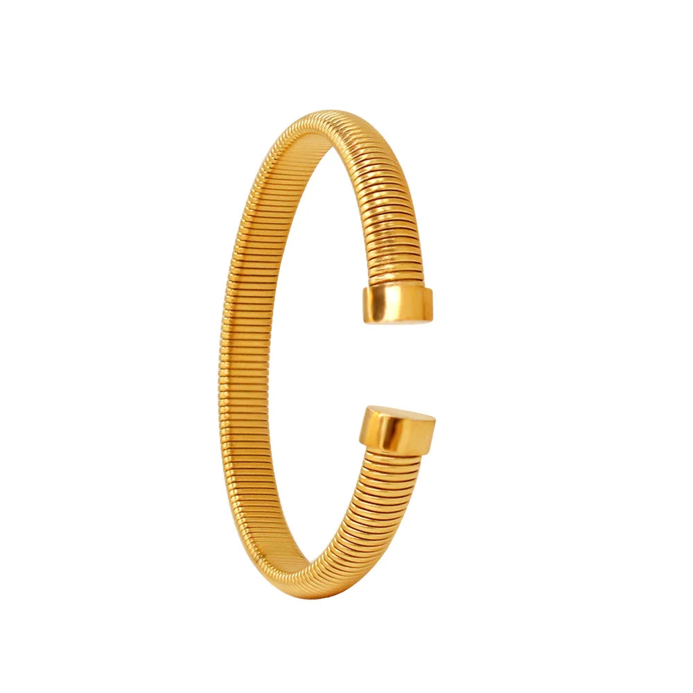 Gold Plated Textured Stainless Steel Cuff