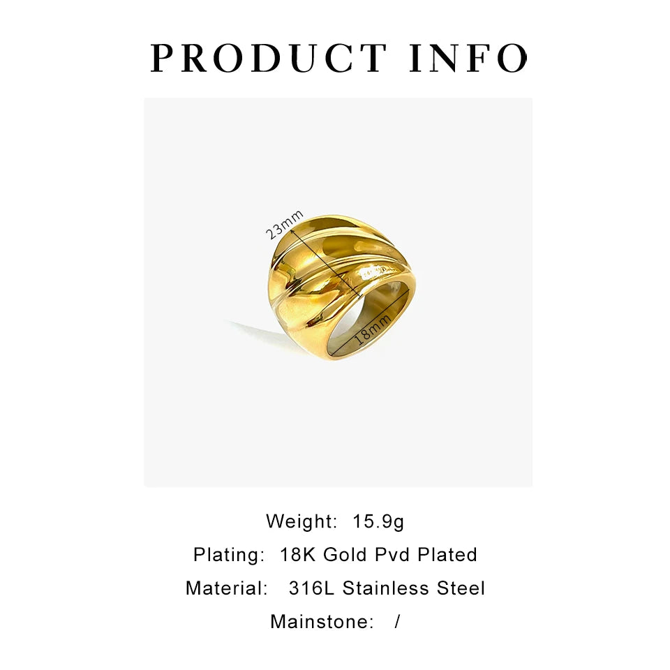 Wave Chunky Dome Wide Rings