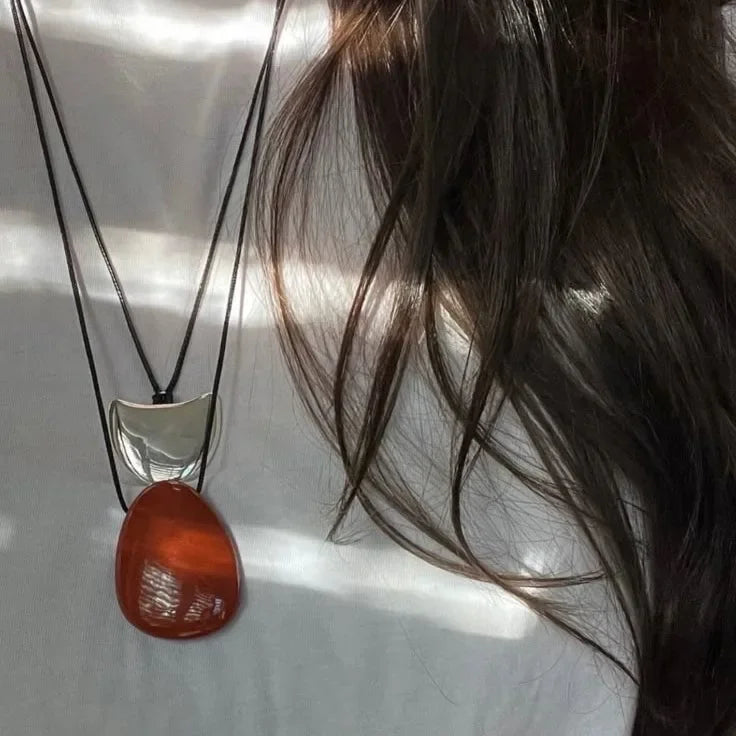 Red Agate Necklace Adjustable Length