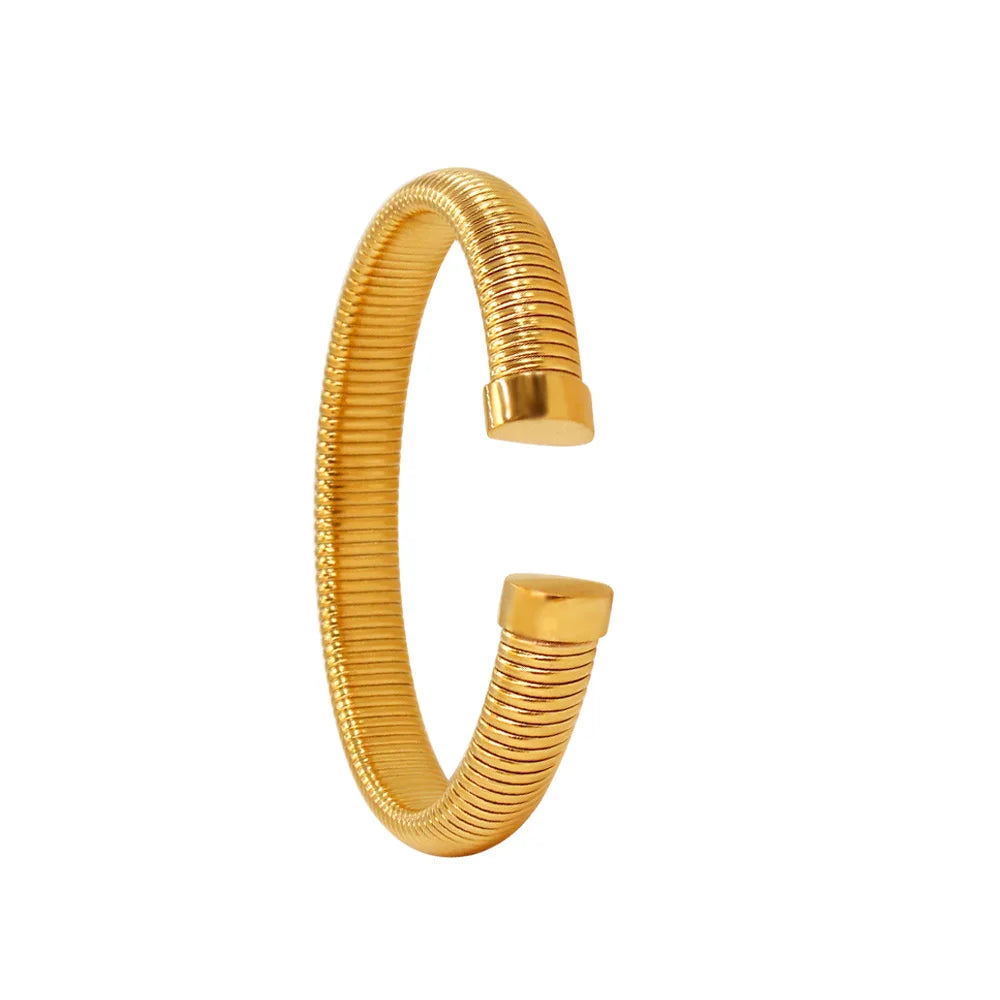 Gold Plated Textured Stainless Steel Cuff