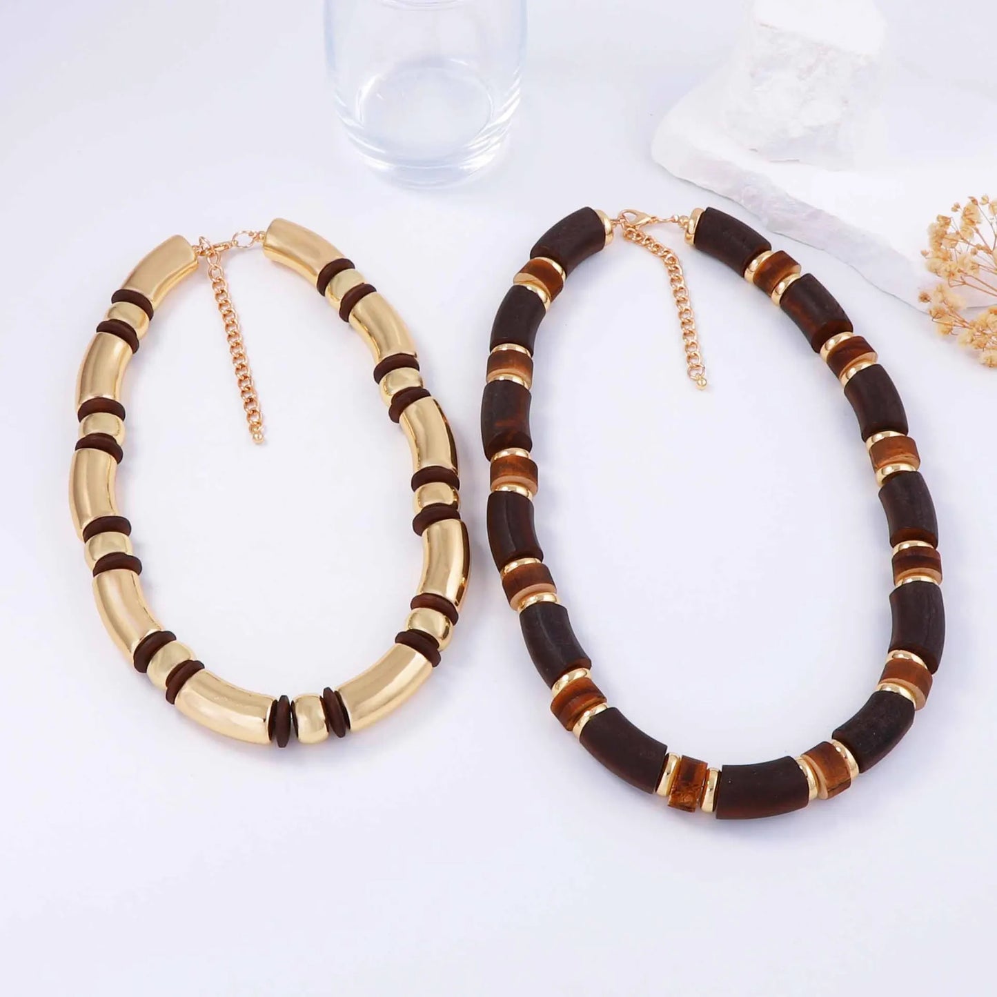 Wood Beaded Bracelet & Necklace Sets